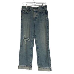 AG-ED ADRIANO GOLDSCHMIED - WOMEN'S 25 -BLUE DENIM 100% COTTON CUFFED HEM PANTS